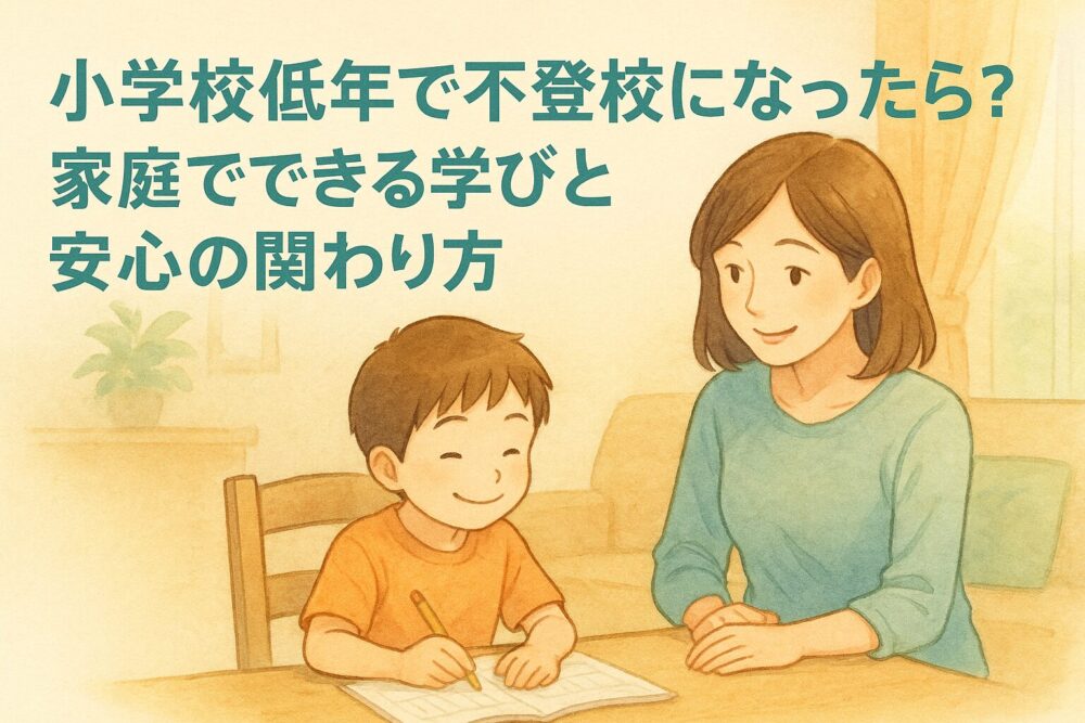 子どもが家で勉強しているのを見守る母親