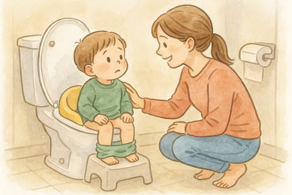 トイレトレーニングする親子