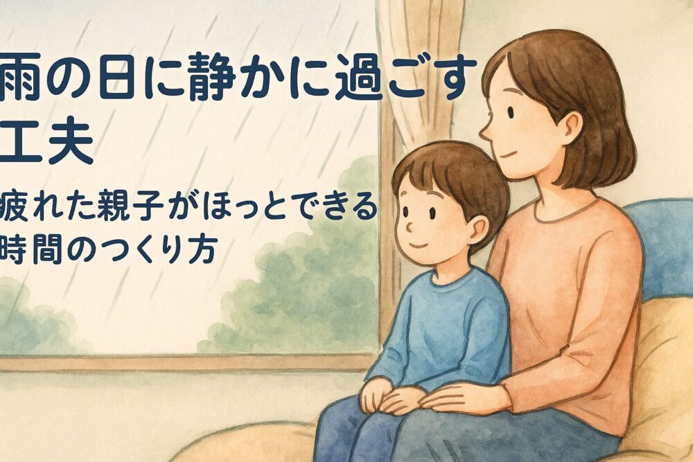 雨の日を穏やかに過ごす親子